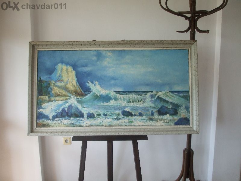 буря В Балчик-голяма И Красива Маслена Картина.размери 135 Х61 см.480л