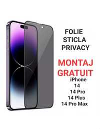 Folie de Sticla Full iPhone 14 / 14 Pro / 15 / Privacy Glass