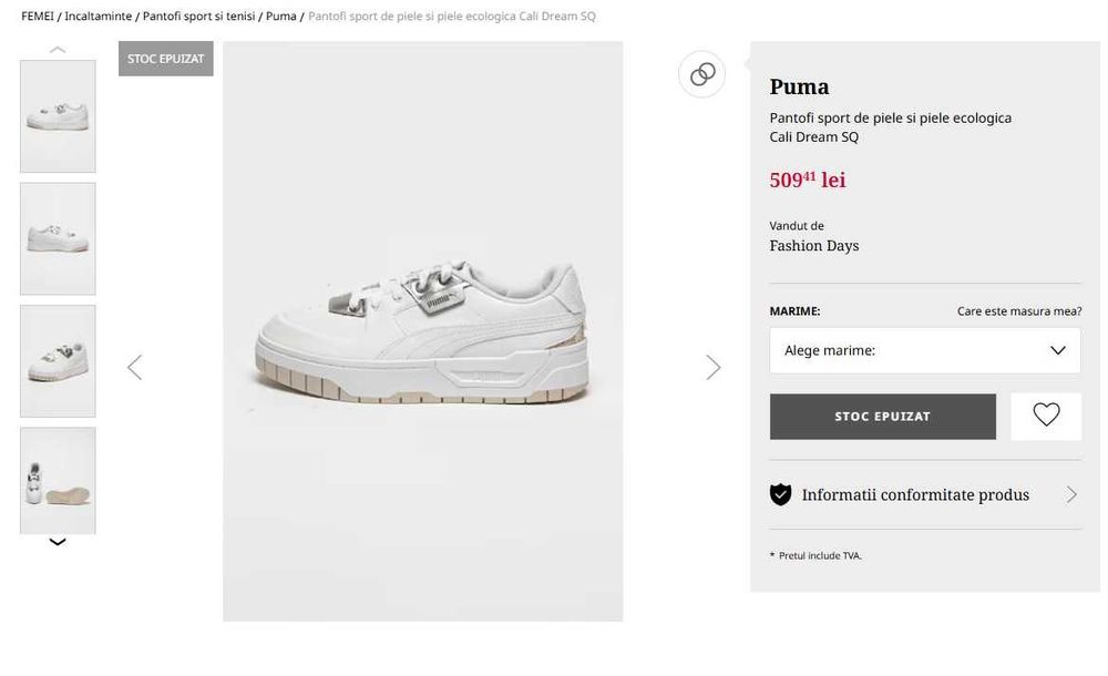 Adidasi PUMA dama Cali - piele nr. 42