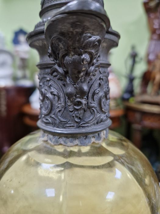 Стара османска антикварна гарафа декандер стъкло метал