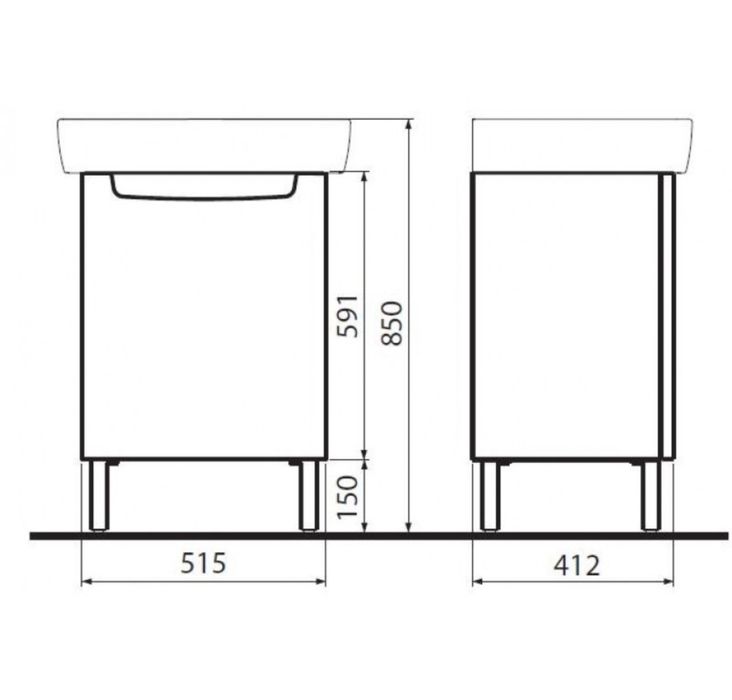 Vand lavoar de baie KOLO NOU (60x45cm) + mobilier lavoar (51x41x59)