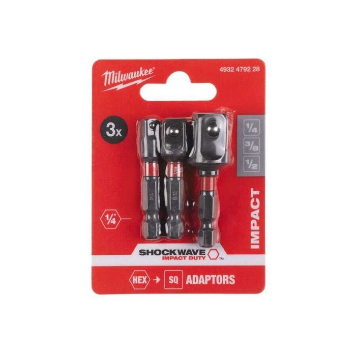 Ударен адаптор к-кт 1/4" х 3/8" х 1/2", 3 бр., Shockwave Milwaukee