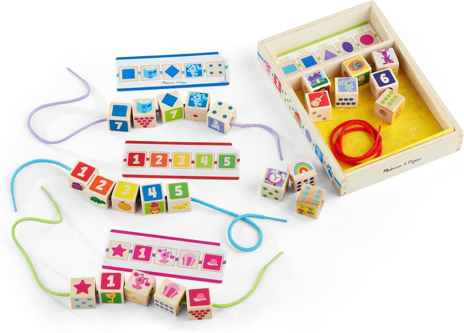 Дървени мъниста за нанизване Melissa & Doug Дървени кубчета