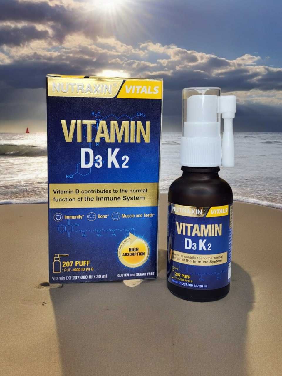 Nutraxin Vitamin D3 K2 1000IU Витамин Д3 К2  спрей 30мл