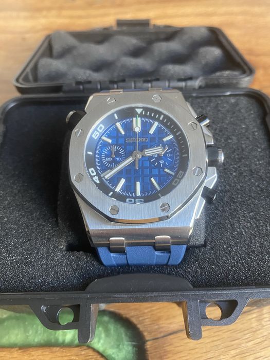 Seiko Mod Watch VK64 Quartz Blue Sport Dial