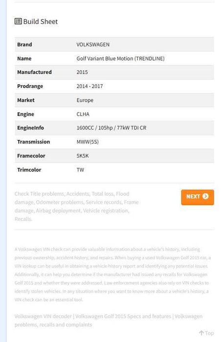 Vand Volkswagen GOLF 7