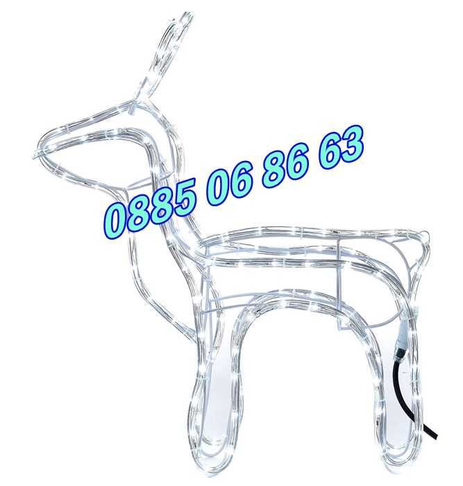 Коледен светещ елен, коледна украса, синя светлина