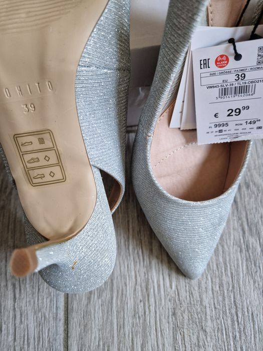 Pantofi Mohito, argintii 39