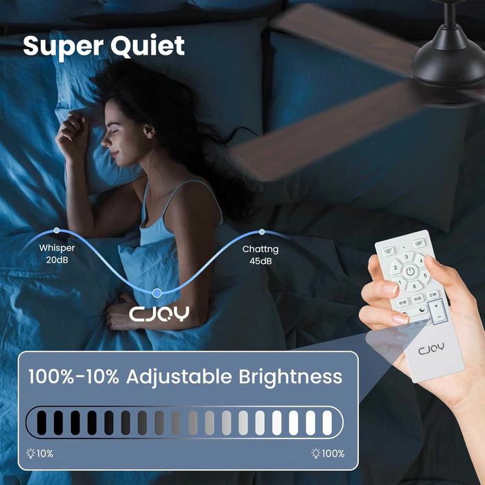 CJOY Безшумен таванен вентилатор с осветление 122 см