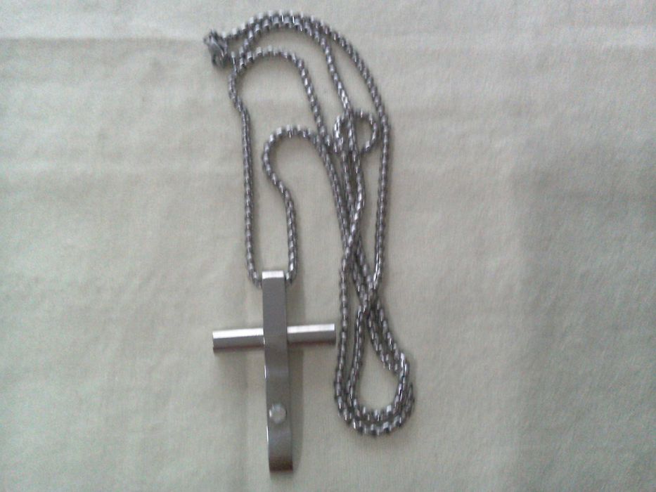 Cruce cu lanț - inox satinat placat rodiu