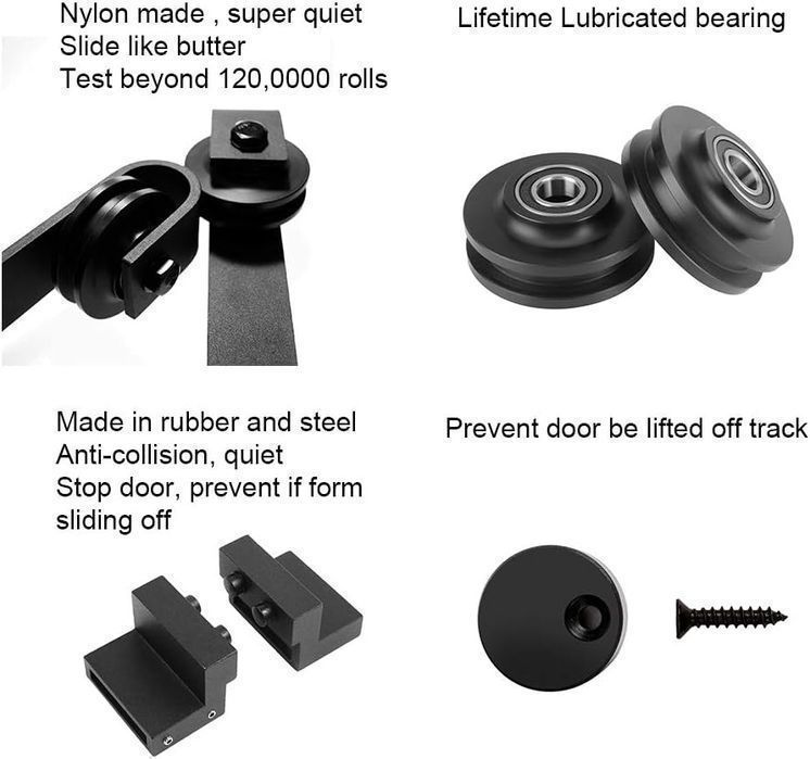 Kit feronerie pentru uși duble glisante – Oțel carbon, șină de 244 cm