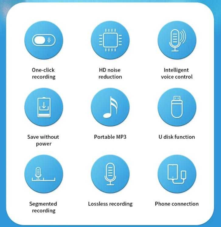 Музикален MP3Плеър 8xDSP Ядрен Микрофон Диктофон Глас Контрол Рекордер