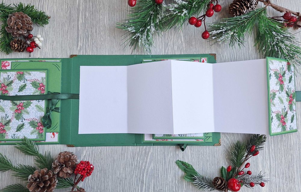 Албум за снимки "Коледно вълшебство" в зелено, ръчна изработка /35.34