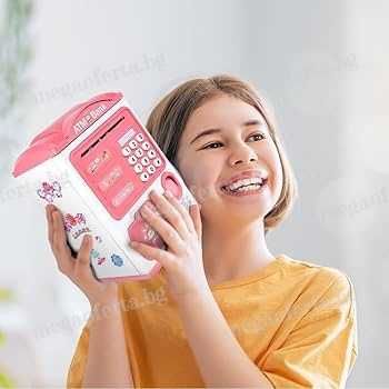 Детска Касичка Сейф за Монети и Банкноти с Парола и Пръстов Отпечатък