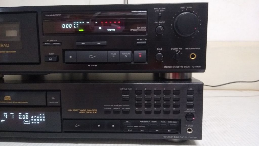 Deck Sony TC-K490 3 capete + cd player CDP-591