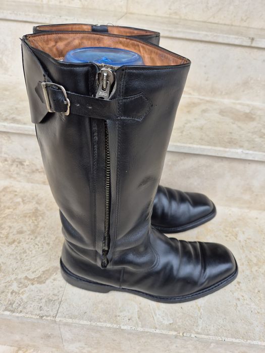 Cizme din piele, nr. 45, îmblanite, cu fermoar