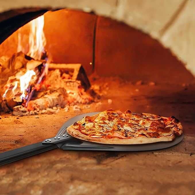 PIZZA, Set de 2 palete pentru pizza cu maner din silicon