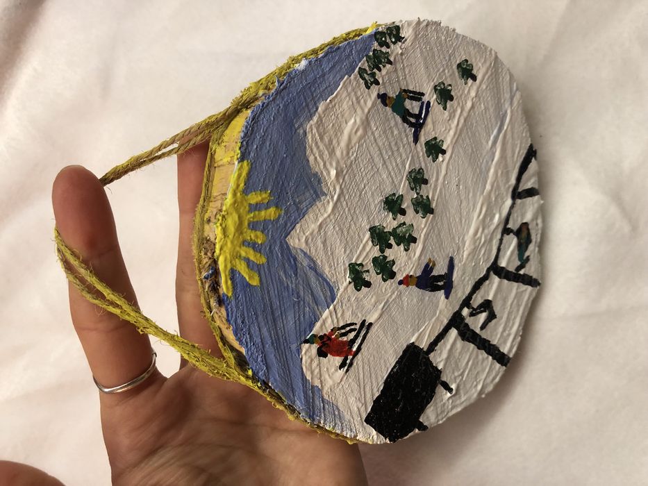 Tablou acril lucrat pe disc de lemn neslefuit