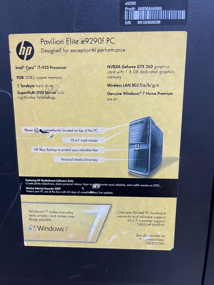 Продам кейс HP Elite intel core i7 920 + 1TB + 2 GB GPU белая сборка!