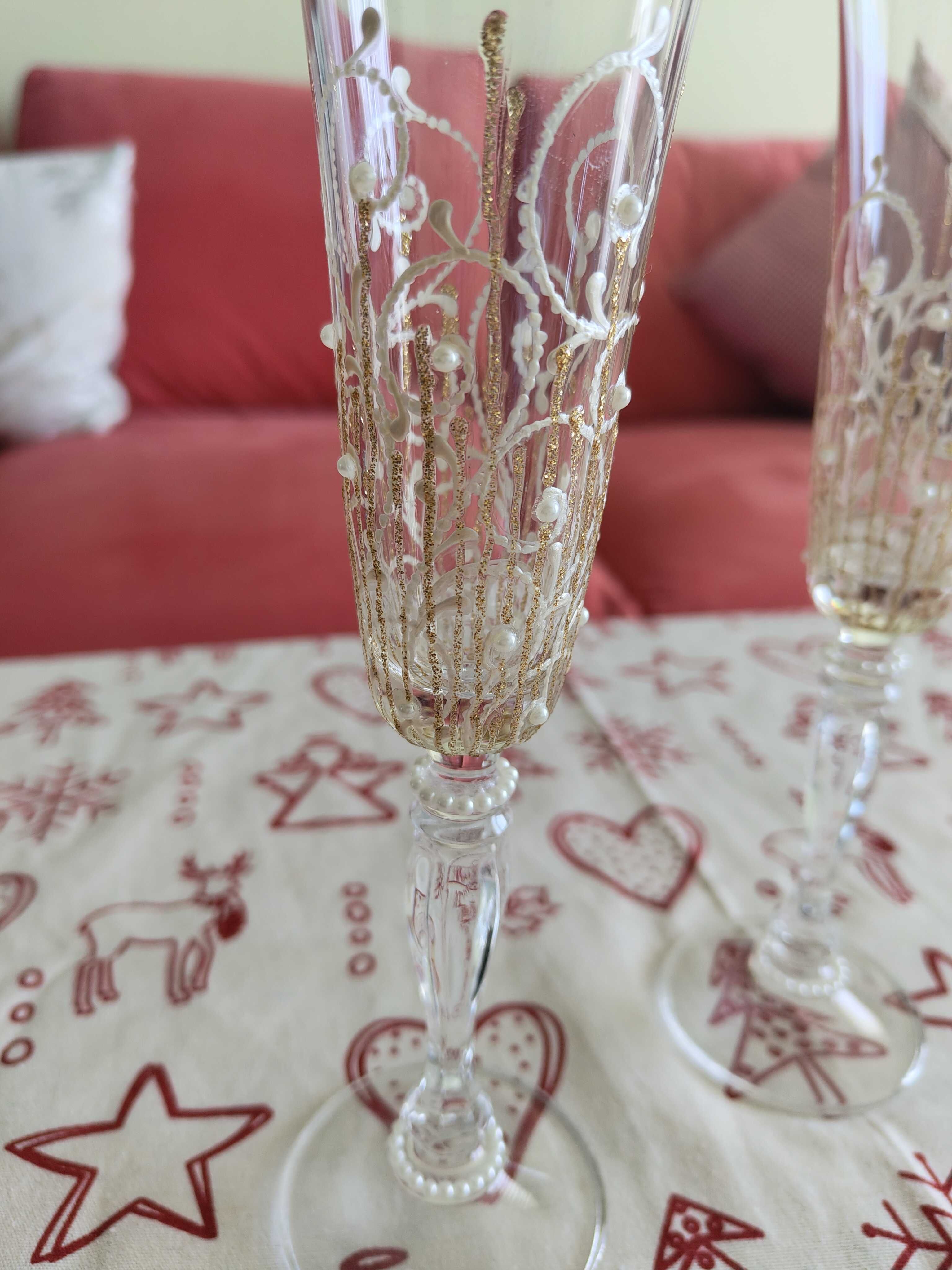 Кристални сватбени чаши за шампанско