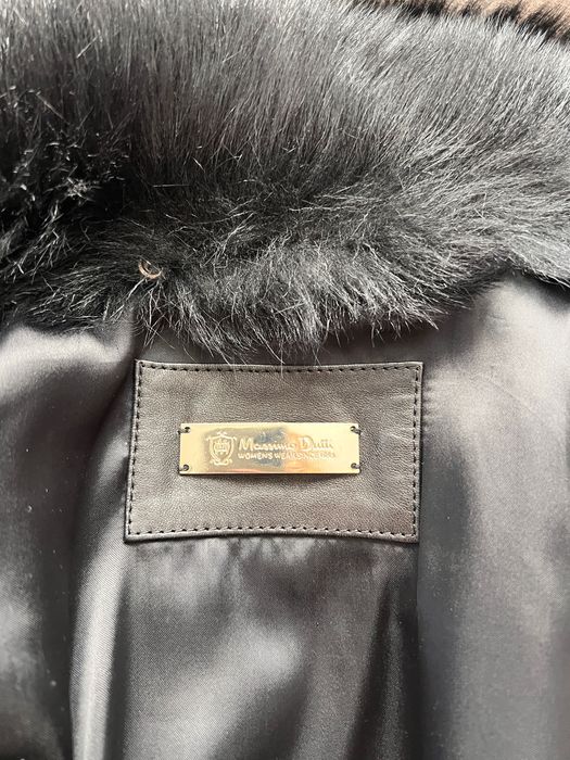 geaca piele Massimo Dutti cu guler de blana naturala