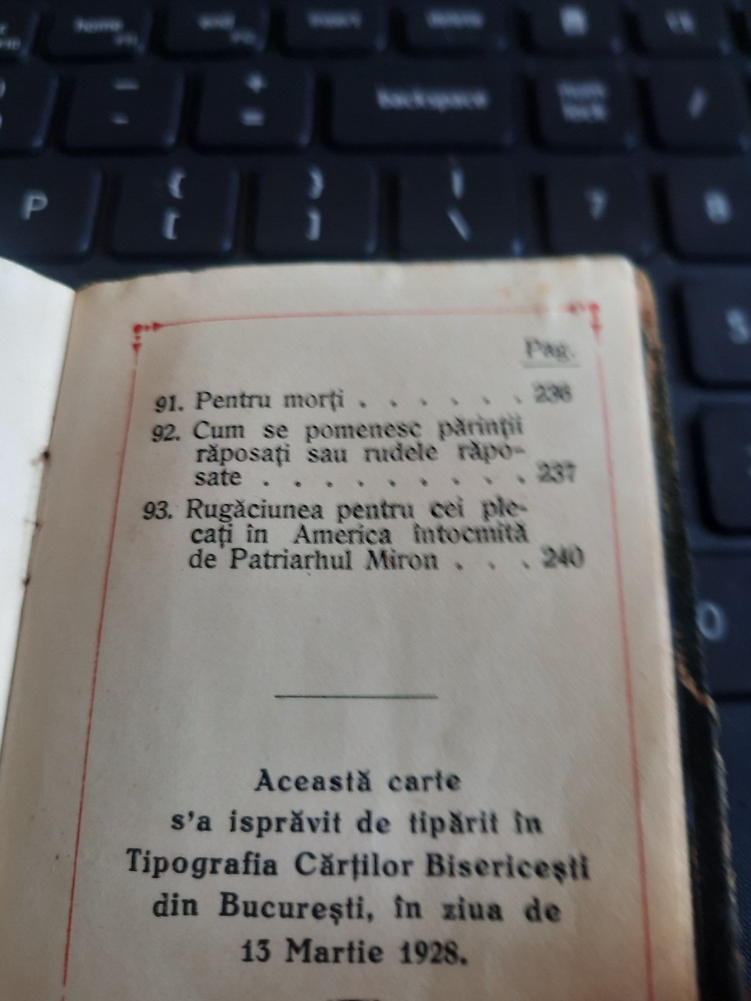 Carte rugaciune anul 1928