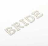 Перлени бели Букви „BRIDE“ за сватба, моминско парти за дреха