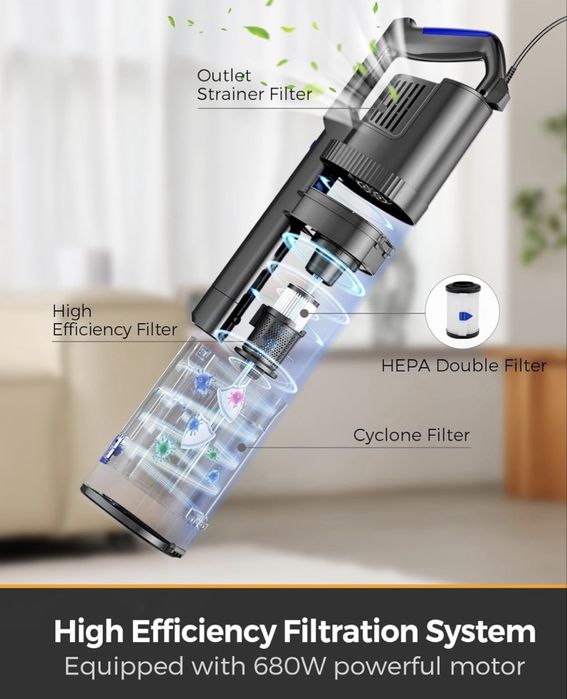 мощна вертикална  прахосмукачка VACTechPro 680W, 32Kpa,