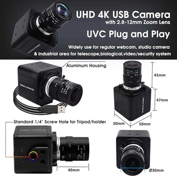 Camera web 4K cu senzor Sony 8mp 5X zoom optic pentru live streaming