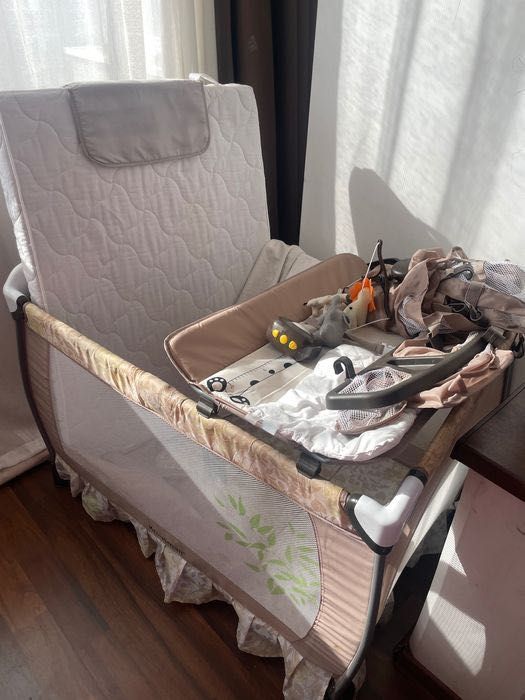 Patut bebe Krasumann deluxe & saltea husa detasabila microfibra cocos