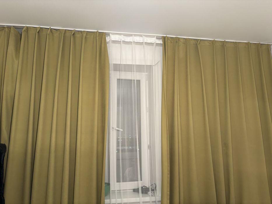 Шторы с тюлями горчичный цвет