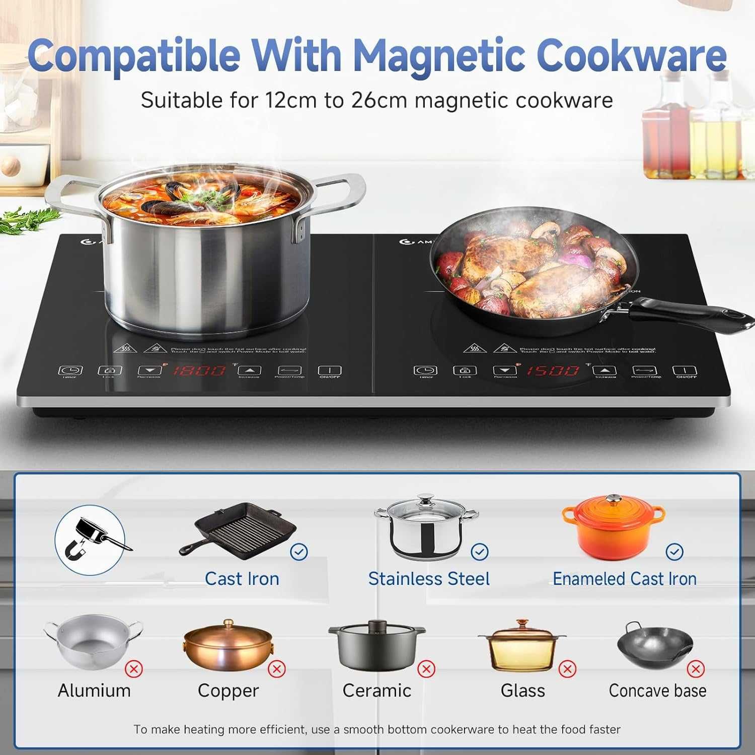 Индукционен котлон AMZCHEF Induction Hob 2 Plates,Гаранция