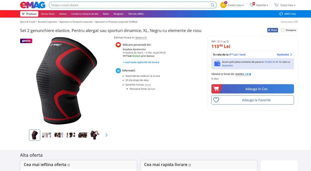 Set 2 genunchiere elastice, alergat sau sporturi dinamice de la 115RON