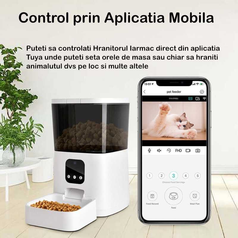 Hranitor Automat pentru Caini si Pisici cu WIFI, IARMAC, 7 Litri