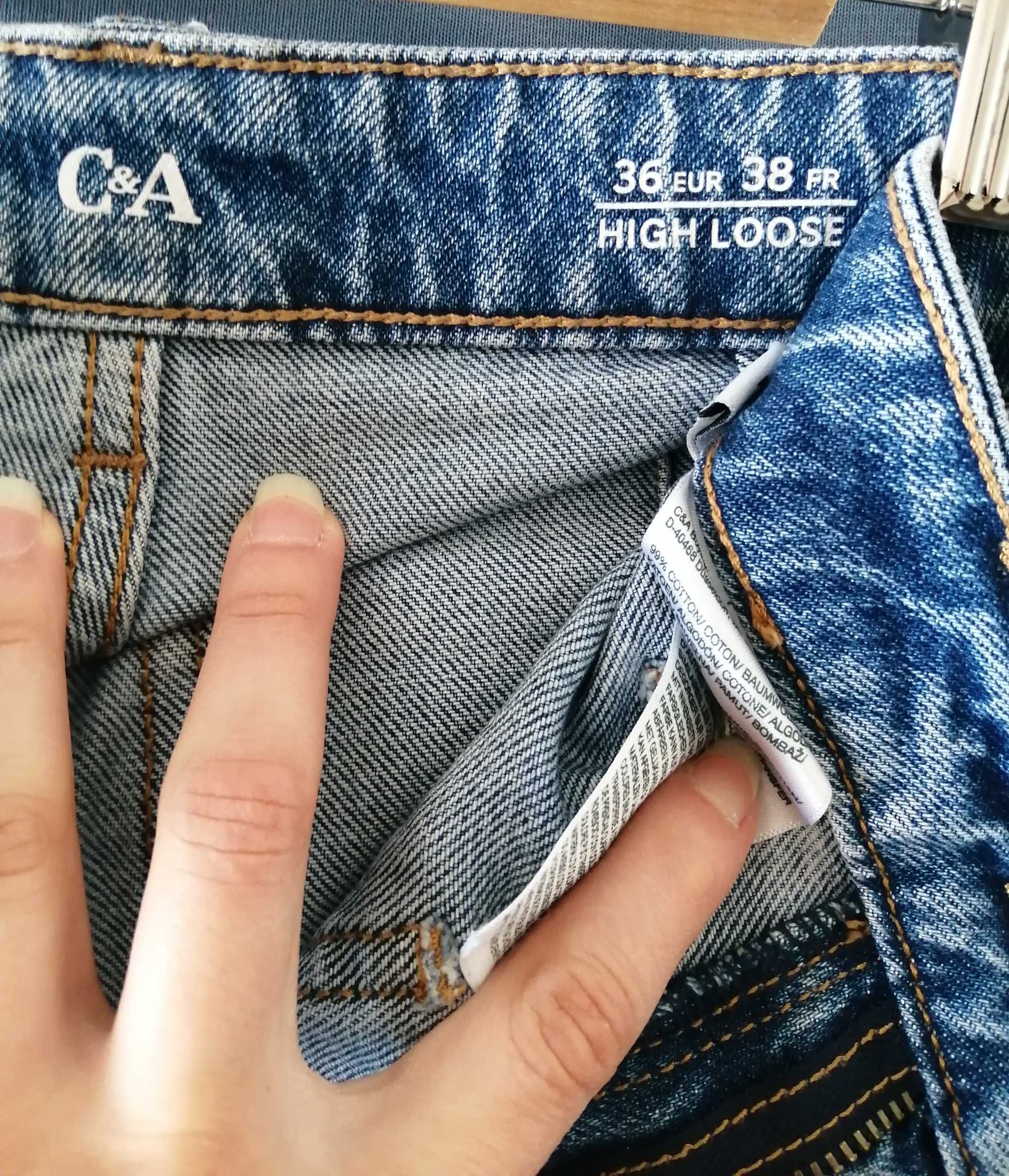 Blugi jeans dama C&A largi high loose masura 36