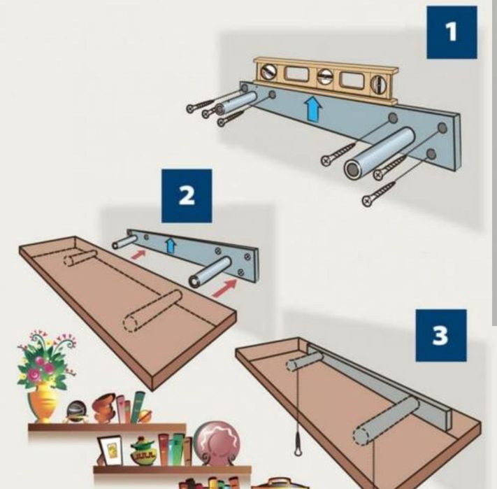 Polkalar yashirin tokchalar Invisible Shelves va saqlash uchun  lad