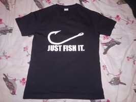Tricou pescari "Just fish it" (stil Nike), nou