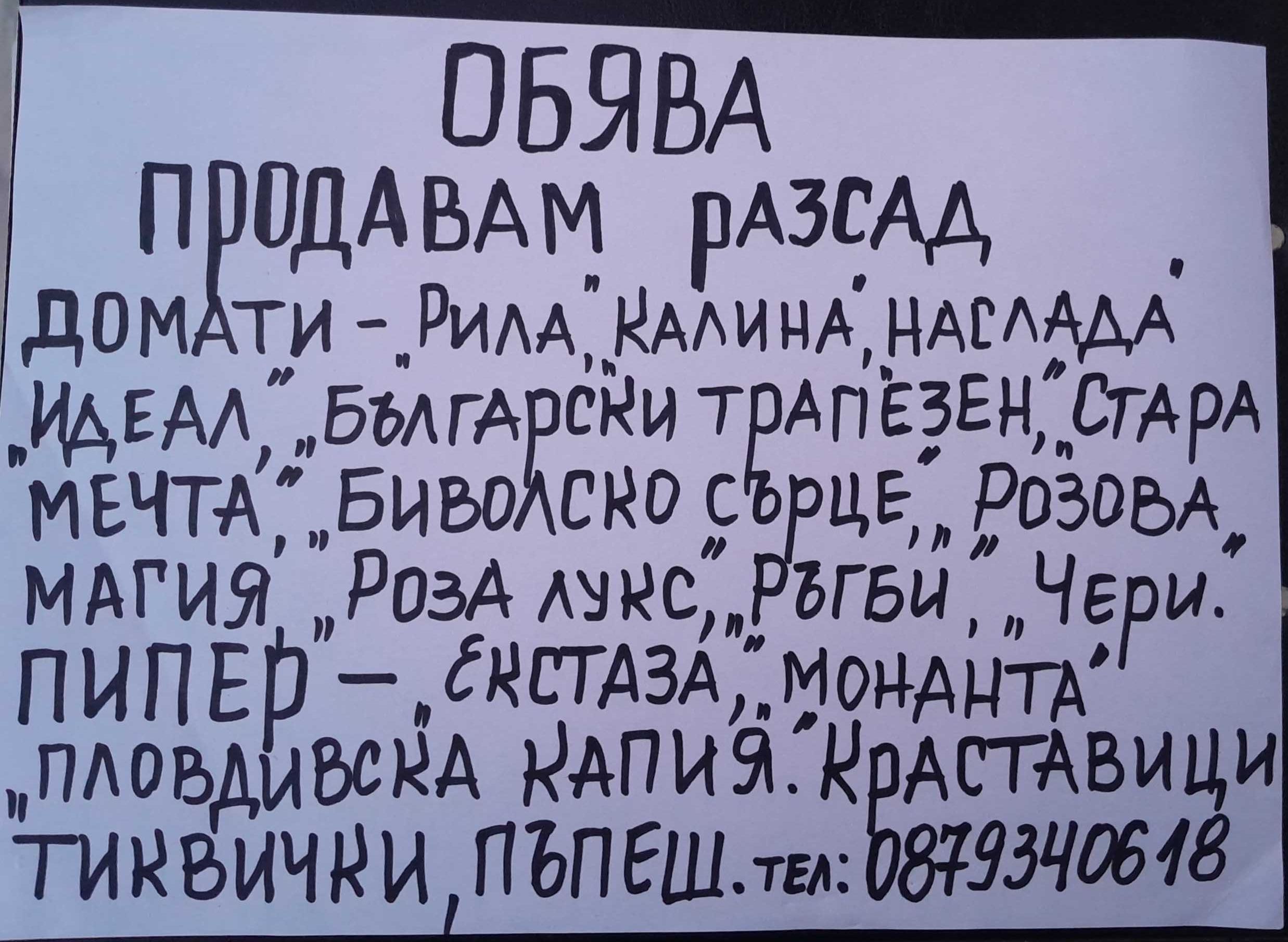 Висококачествени разсади