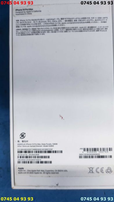 cutie IPHONE 14 pro Max deep purple 128Gb se vinde ca in imagini