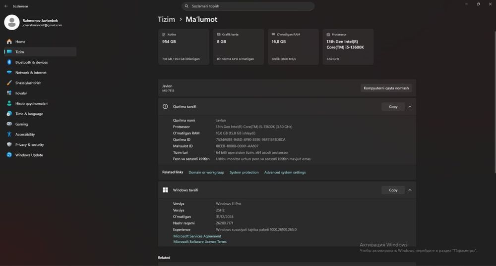 Komyuter sotiladi! Stol stuli bilan