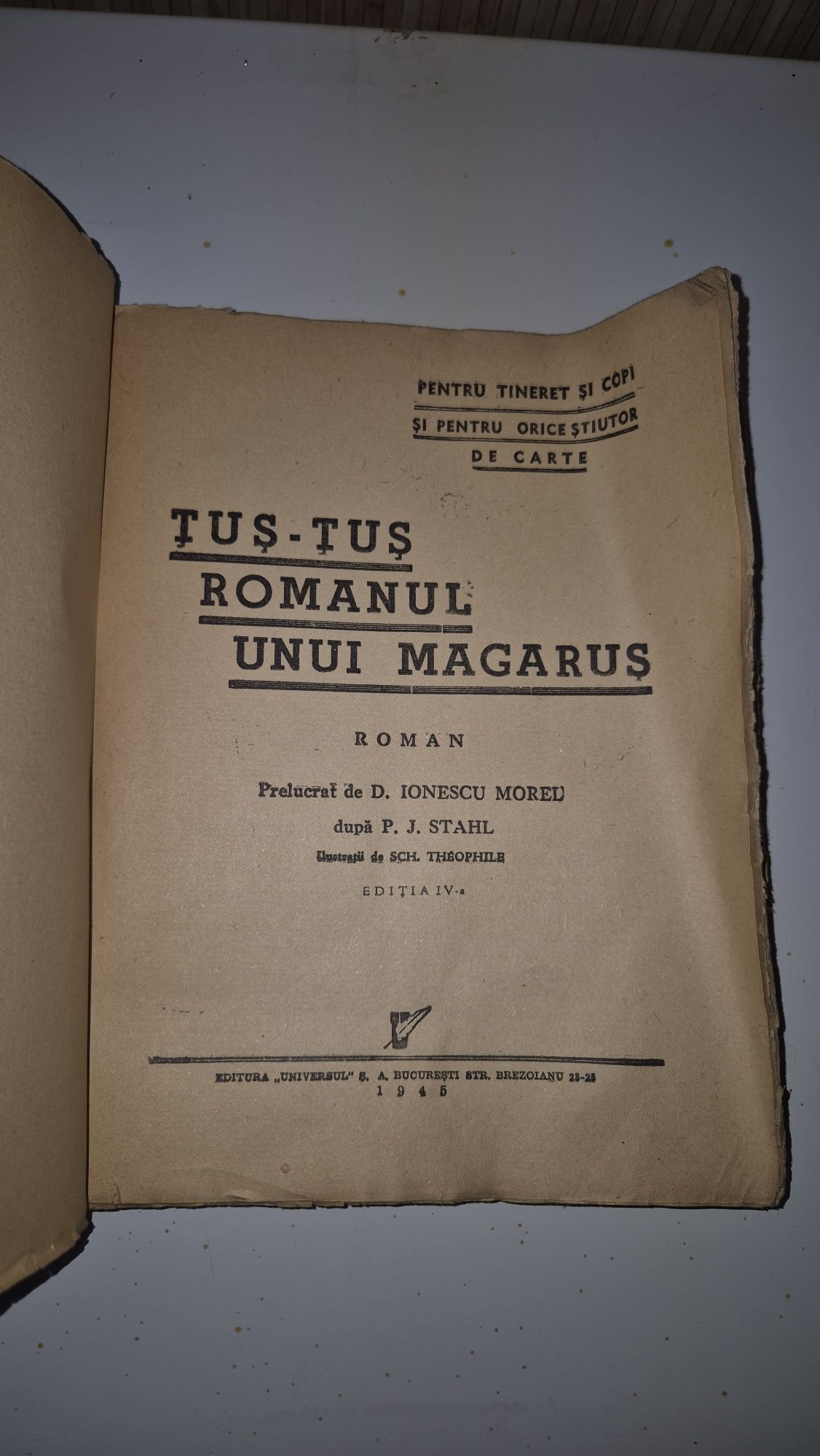 Carte copii veche anii 40 Tus Tus romanul unui magarus