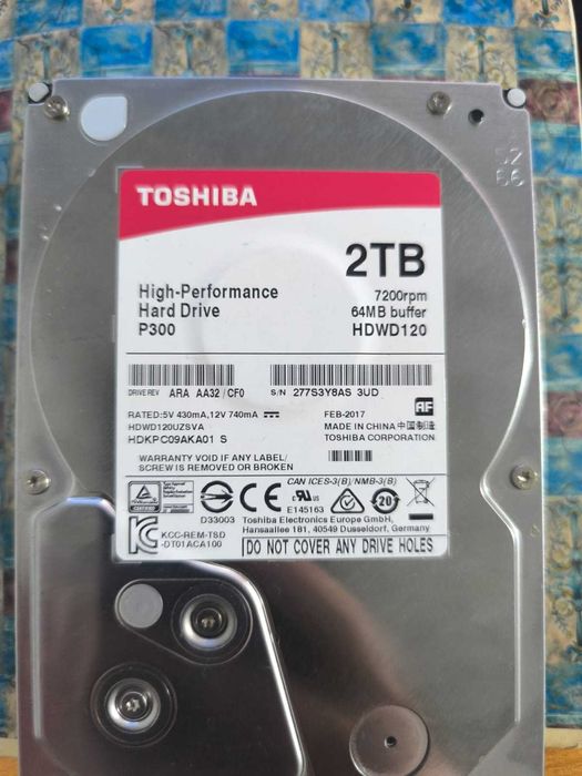 Жесткий диск Toshiba 2TB (2000ГБ), здоровье 100%