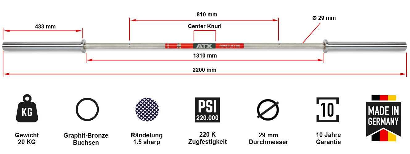 Олимпийски Лост 220 см, 20 кг- Капацитет 1200 кг, Raw Powerlifting Bar