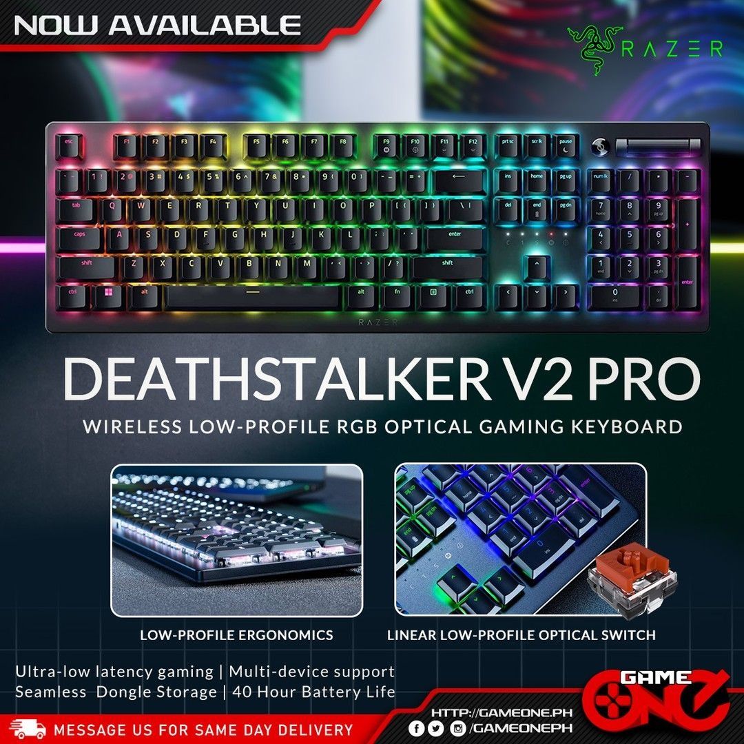 Русская Раскладка!RAZER DeathStalker V2 PRO Беспроводная Клавиатура