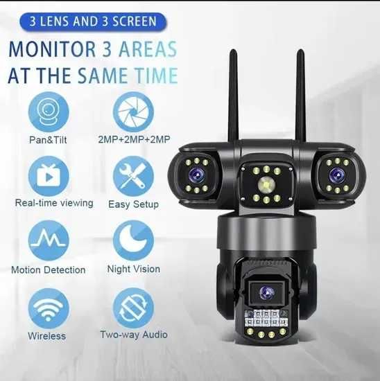 SC28-G 3 ko‘zli 4G smart camera 360° sim kartali kamera FULL HD