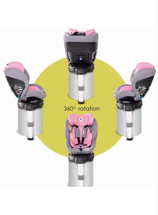 Scaun auto copii ISOFIX Lorelli Proxima, rotativ, 40-105 cm, Roz/Gri