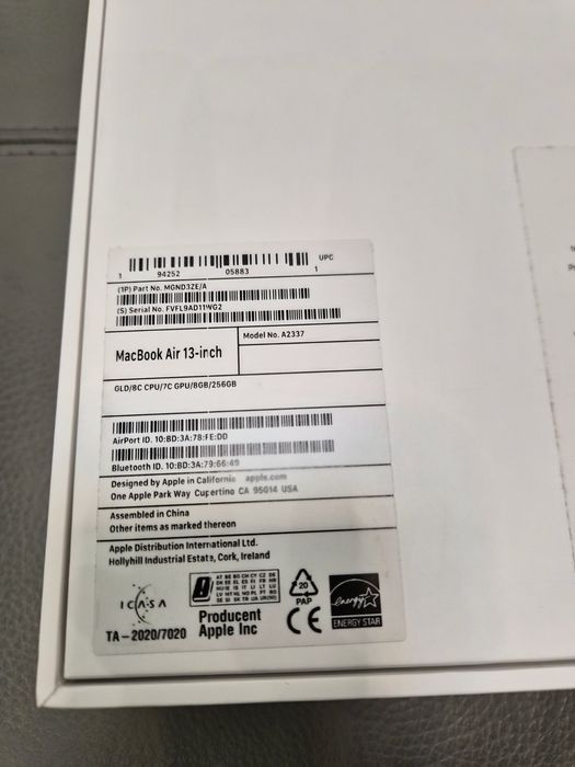 MacBook Air 13 inch  М1 чип, rose gold, 256 GB SSD, 8 GB RAM-ЗАПАЗЕН!