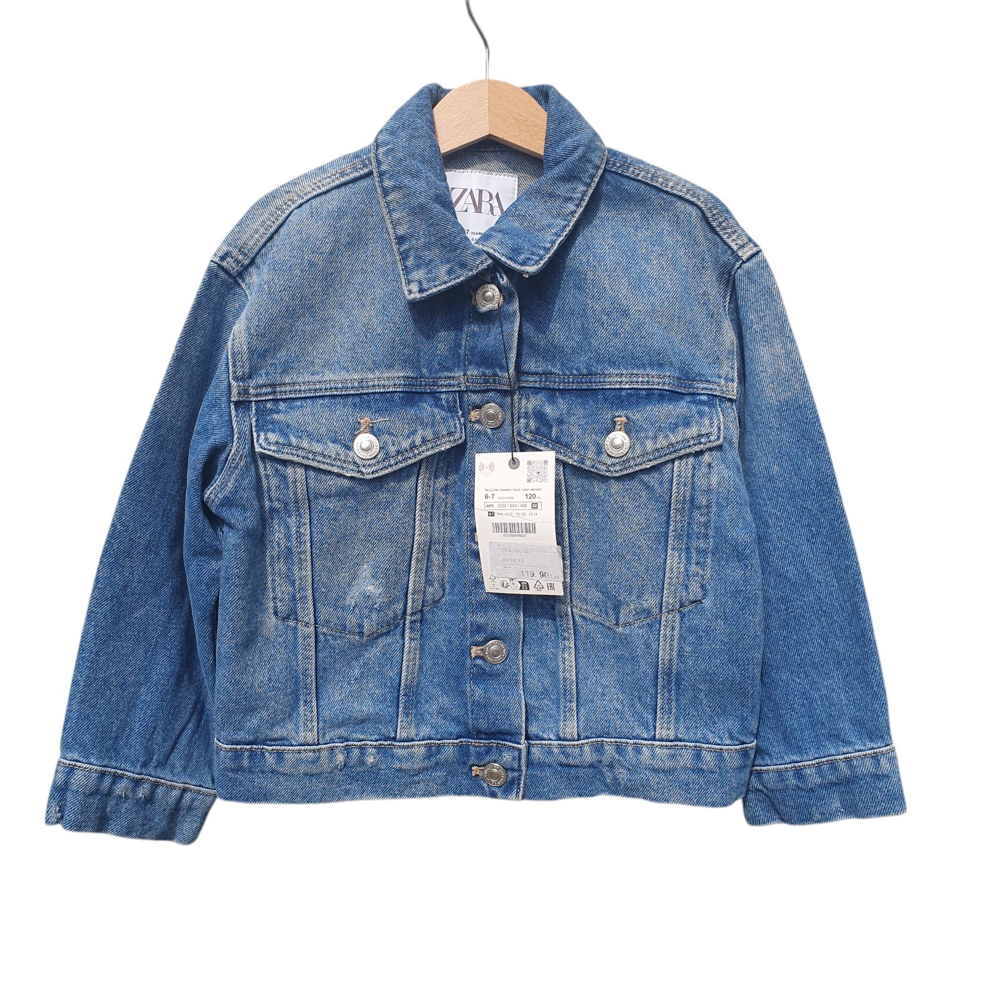 Geaca blugi 6-7 ani Zara, noua cu etichetă, 116-122, 100% bumbac, fete