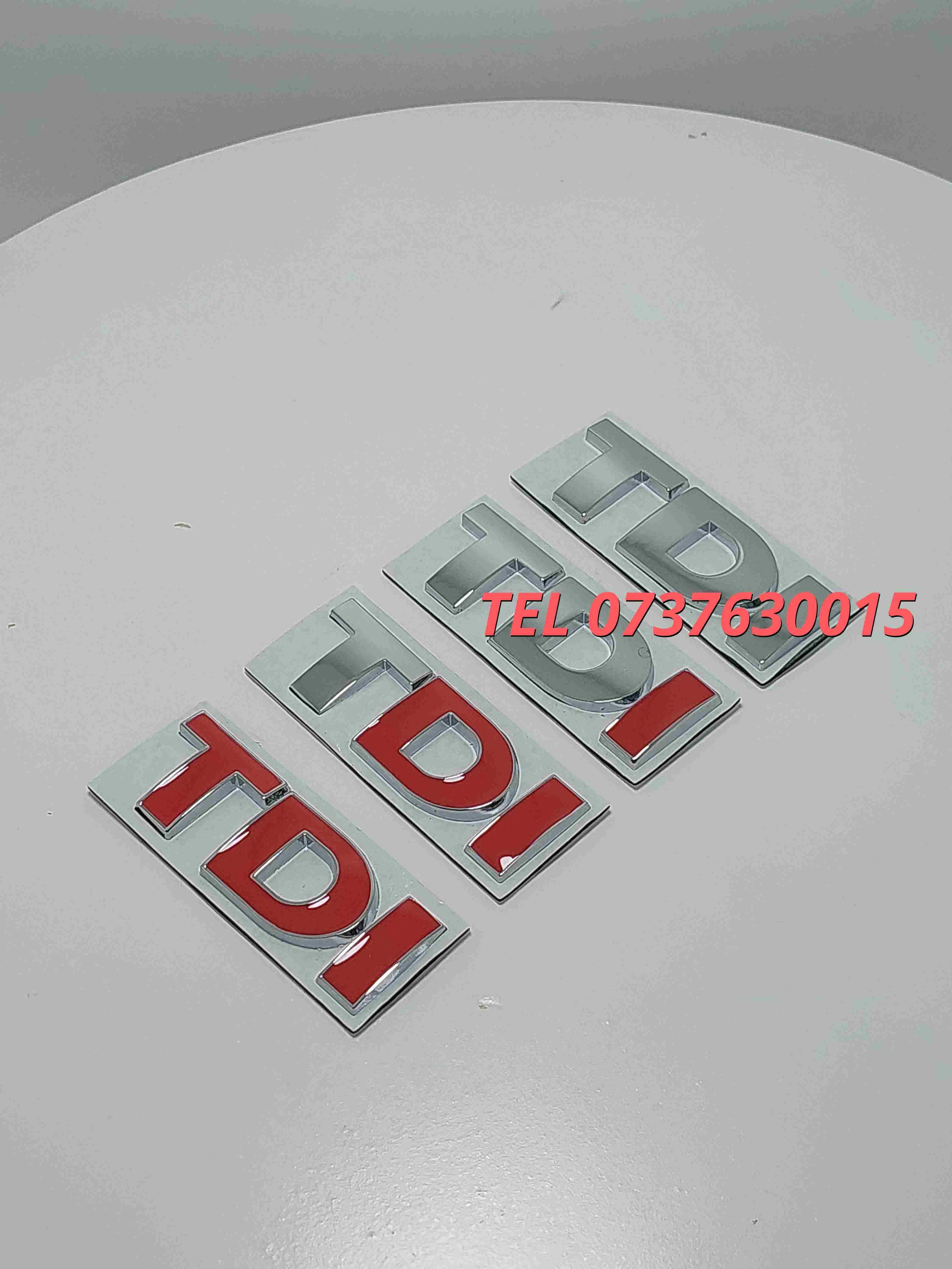 Emblema Tdi Cromata Tdi Rosu Metalica Volkswagen