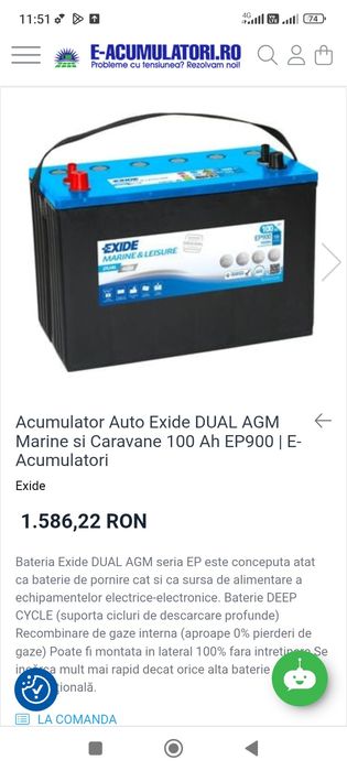 Baterii Panouri Solare Rulote Centrala Termică AGM pe Gel stare perfec